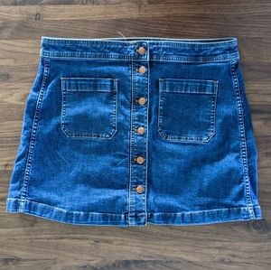 Madewell Patch Pocket Button Front Denim Skirt